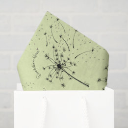 Delicate Green Wildblume Dandelion Kisses Floral Seidenpapier