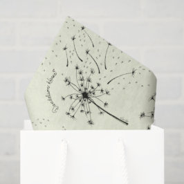 Delicate Green Wildblume Dandelion Kisses Floral Seidenpapier