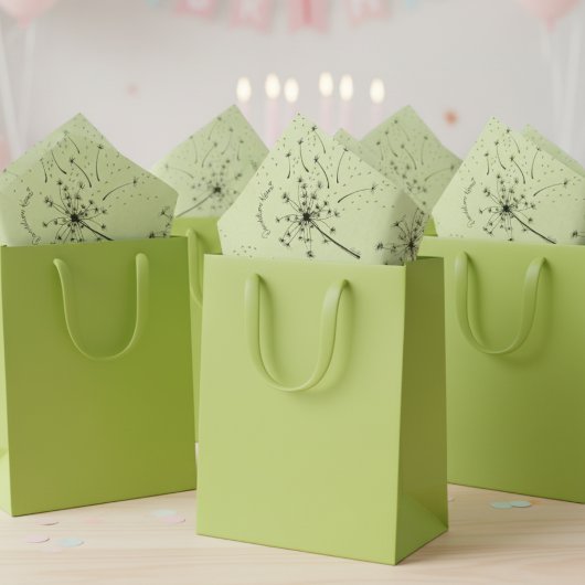 Delicate Green Wildblume Dandelion Kisses Floral Seidenpapier