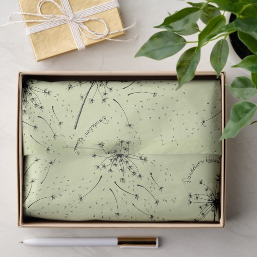 Delicate Green Wildblume Dandelion Kisses Floral Seidenpapier (Geschenk)