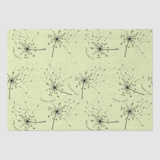 Delicate Green Wildblume Dandelion Kisses Floral Seidenpapier (Vorderseite)