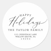 Delicate Happy Holidays Rücksendeadresse Umschlag Runder Aufkleber (Vorderseite)