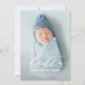 Delicate Hello Modern Baby Birth Ankündigung (Vorderseite)