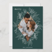 Delicate Holly | Elegantes Foto Feiertagskarte (Vorderseite)