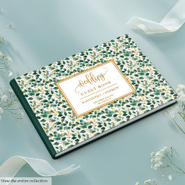 Delicate Hunter Green und Gold Wedding Guest Book Gästebuch