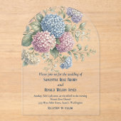 Delicate Hydrangea Flowers Wedding Acryleinladungen (Vorderseite)