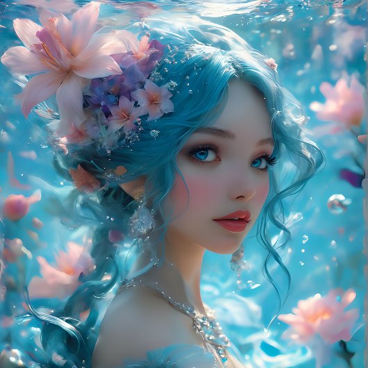 Delicate Icy Blue Mermaid Schnitt Paper v1 Seidenpapier