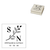 Delicate Initials Wildflowers Branches Wedding Gummistempel (Stempel)