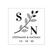 Delicate Initials Wildflowers Branches Wedding Gummistempel (Prägung)