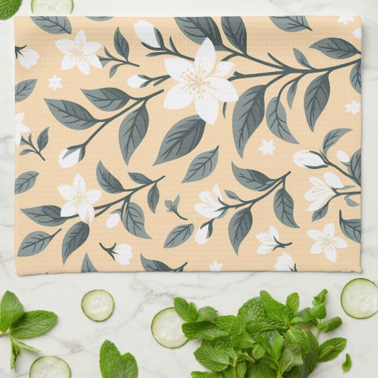 Delicate Jasmine Floral Pattern Geschirrtuch (Gefaltet)