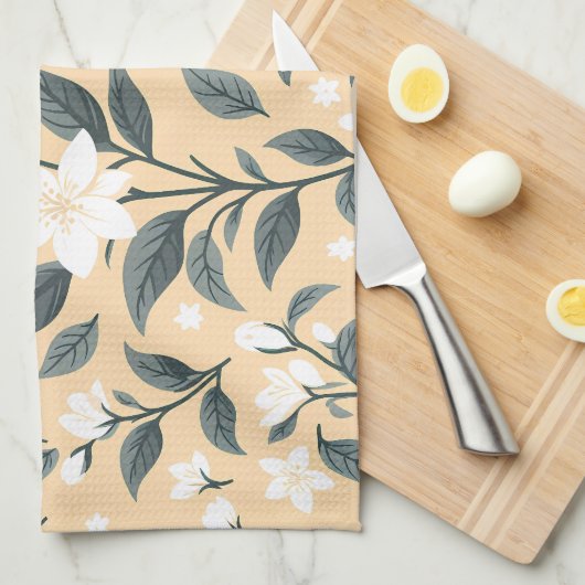 Delicate Jasmine Floral Pattern Geschirrtuch (Viertel Falte)