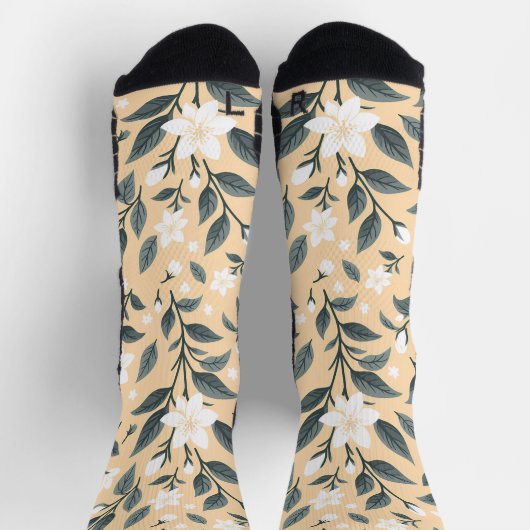 Delicate Jasmine Floral Pattern Socken (Oben)