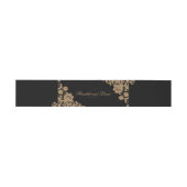 Delicate Lace Corner Black and Gold Script Wedding Einladungsbanderole (Flach)