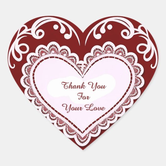 Delicate Lace Heart Card Herz-Aufkleber (Vorderseite)