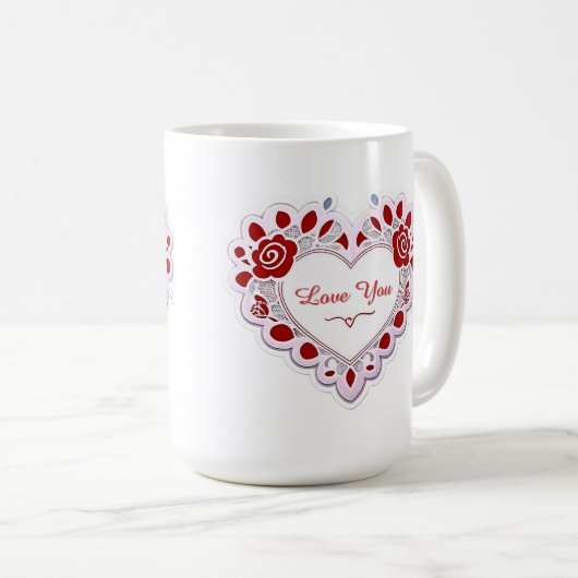 Delicate Lace Heart Card Kaffeetasse (VorderseiteRechts)