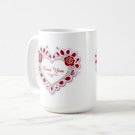 Delicate Lace Heart Card Kaffeetasse (Vorderseite Links)