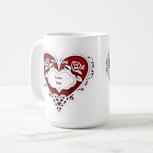 Delicate Lace Heart Card Kaffeetasse (Vorderseite Links)