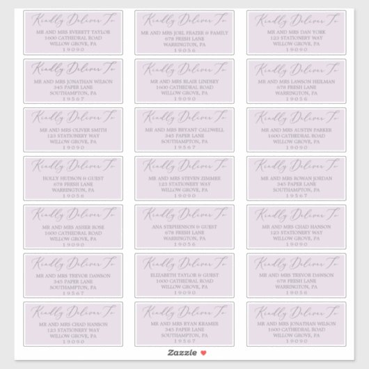 Delicate Lavender Wedding Guest Address Labels (Blatt)