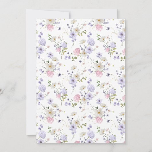 Delicate Lavender Wildblume Boho Brautparty Einladung (Rückseite)