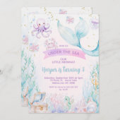 Delicate Lila Blue Little Mermaid Geburtstag Einladung (Vorne/Hinten)