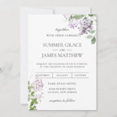 Delicate Lilac Lila Blumengrün Wedding Invi Einladung (Vorderseite)