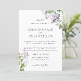 Delicate Lilac Lila Blumengrün Wedding Invi Einladung