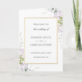 Delicate Lilac Lila Floral Gold Hochzeitsprogramm Programm (Vorderseite)