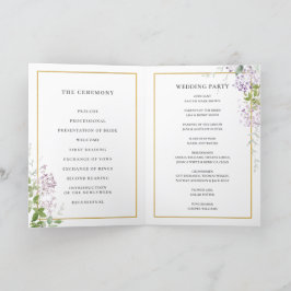 Delicate Lilac Lila Floral Gold Hochzeitsprogramm Programm