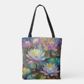 Delicate Lotus Flowers Blossoming in the Snow Tasche (Rückseite)