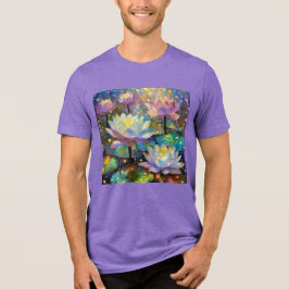 Delicate Lotus Flowers Blossoming in the Snow Tri-Blend Shirt