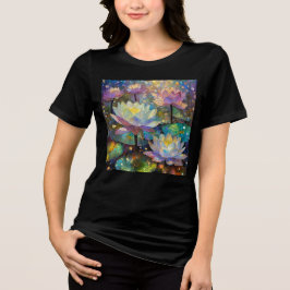 Delicate Lotus Flowers Blossoming in the Snow Tri-Blend Shirt