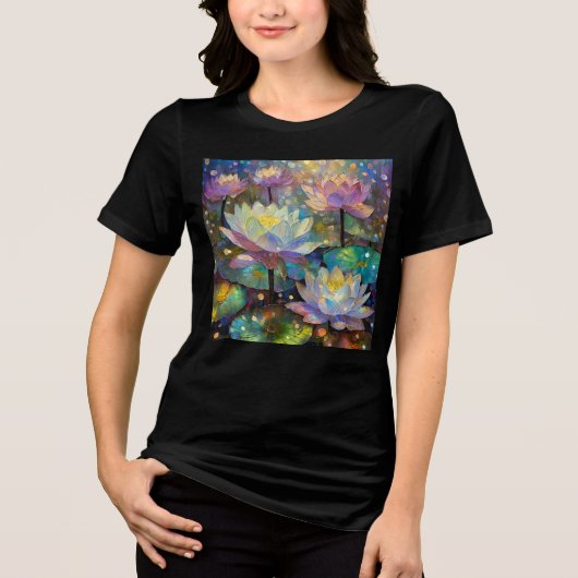 Delicate Lotus Flowers Blossoming in the Snow Tri-Blend Shirt (Vorderseite)