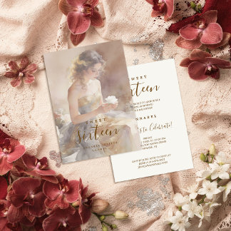 Delicate & Lovely Floral Sweet Sixteen Birthday Einladung