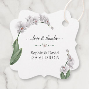 Delicate Luau Watercolor Weißer Orchid Wedding Geschenkanhänger