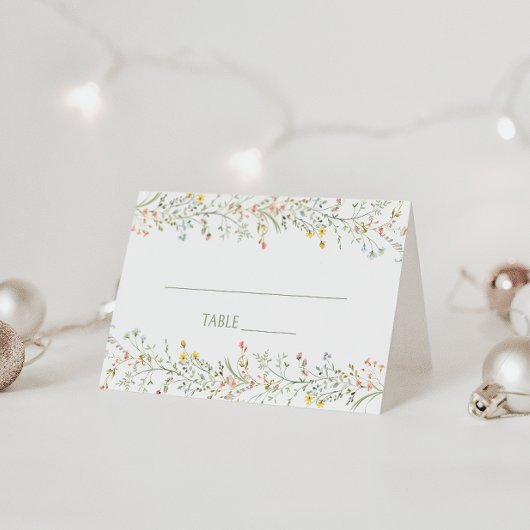 Delicate Meadow Wild Blume Spring Wedding Platzkarte