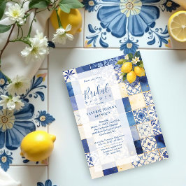 Delicate Mediterranean Tiles and Lemons Flowers Einladung