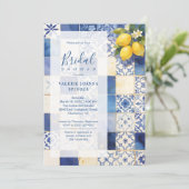 Delicate Mediterranean Tiles and Lemons Flowers Einladung (Stehend Vorderseite)
