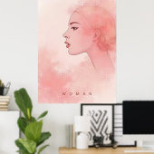Delicate Minimalist Woman in Pink Shades Poster (Heimbüro)