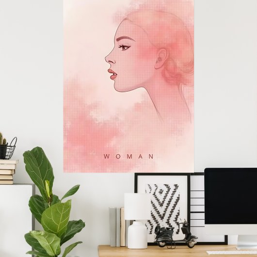 Delicate Minimalist Woman in Pink Shades Poster (Heimbüro)