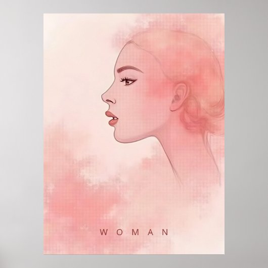 Delicate Minimalist Woman in Pink Shades Poster (Vorne)