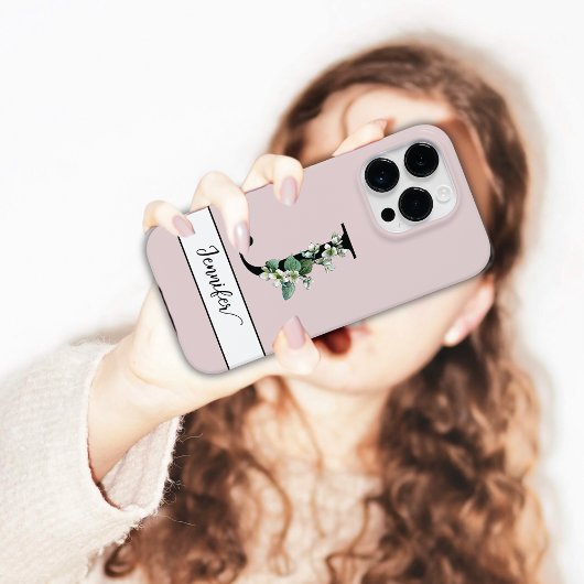 Delicate Monogram J individuelle Name Jasmine flor Case-Mate iPhone Hülle