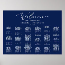 Delicate Navy Blue 130 Gäste Seating Chart Poster