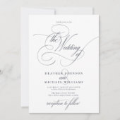 Delicate Navy Blue Moderne Calligraphy Classic Einladung (Vorderseite)