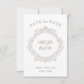 Delicate Neutral Crest Wedding Save The Date (Vorderseite)