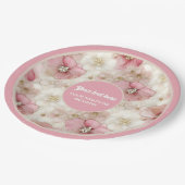 Delicate pale pink and gold 60th birthday plates pappteller (Schrägansicht)