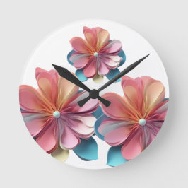 Delicate Paper Petal Bloom Runde Wanduhr