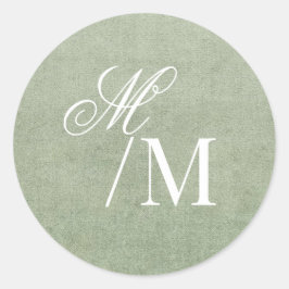 Delicate Pastel Sage Green Monogram Wedding Runder Aufkleber