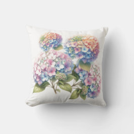 Delicate Pastel Watercolor Hydrangeas Throw Pillow Kissen