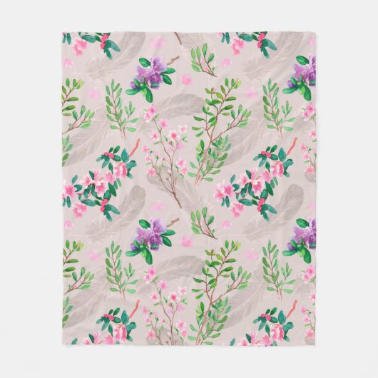 Delicate pattern with rhododendron flowers and fea fleecedecke (Vorderseite)