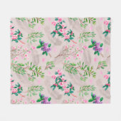 Delicate pattern with rhododendron flowers and fea fleecedecke (Vorderseite (Horizontal))